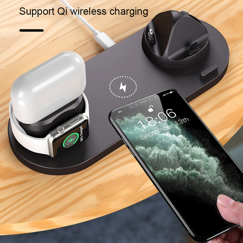 30W 6 in 1 Wireless Charger Stand Pad For iPhone 13 12 11 X Apple Watch Qi Fast Charging Dock Station for Airpods Pro iWatch 7 6
