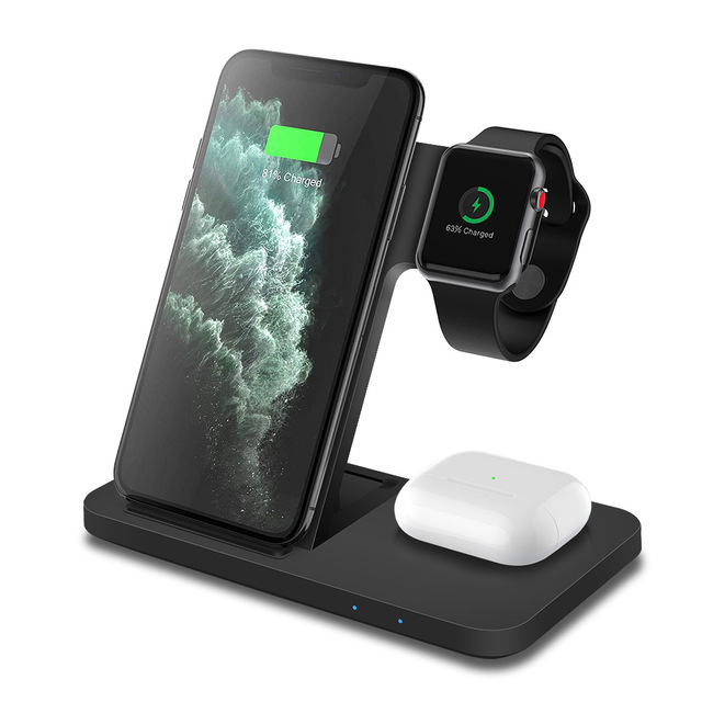 15W Qi Fast Wireless Charger Dock Station For iPhone 13 12 11 XS XR X 8 Apple Watch 7 6 5 4 3 2 AirPods Pro Charging Stand