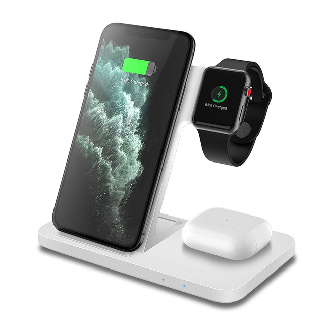 15W Qi Fast Wireless Charger Dock Station For iPhone 13 12 11 XS XR X 8 Apple Watch 7 6 5 4 3 2 AirPods Pro Charging Stand