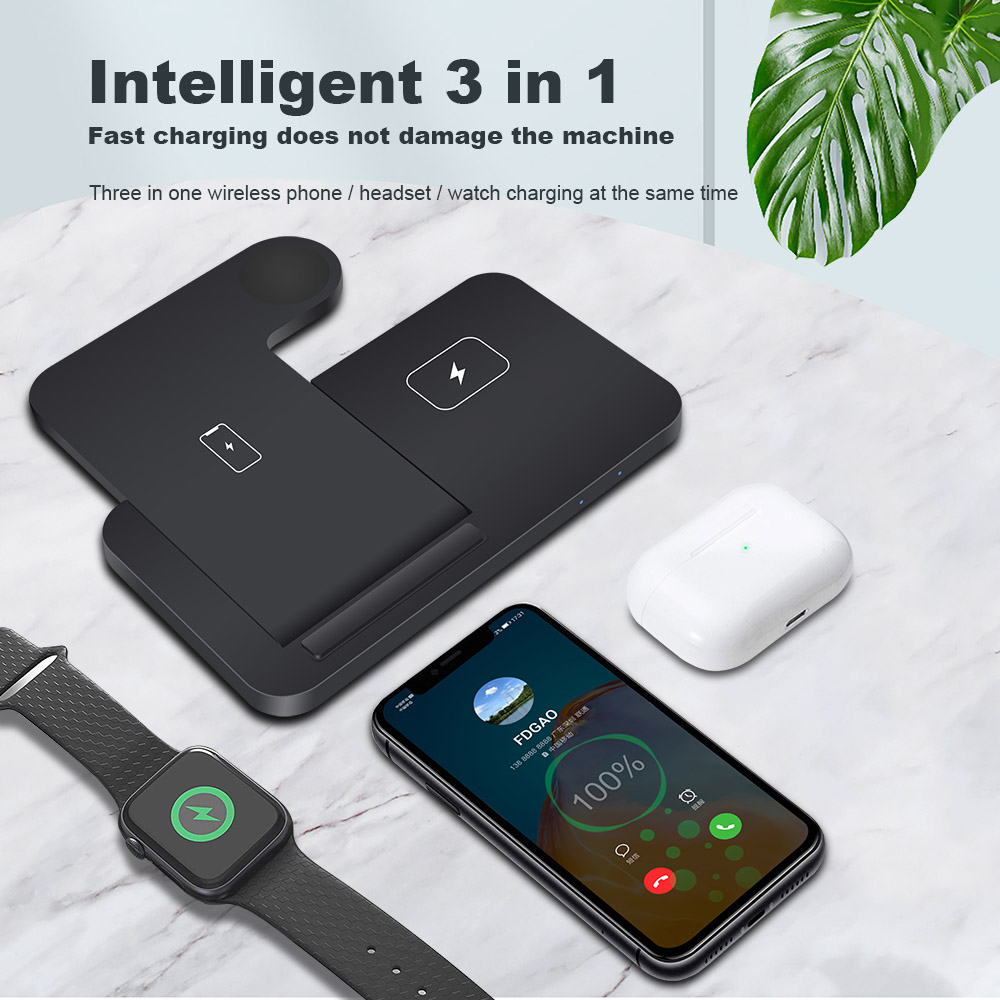 15W Qi Fast Wireless Charger Dock Station For iPhone 13 12 11 XS XR X 8 Apple Watch 7 6 5 4 3 2 AirPods Pro Charging Stand