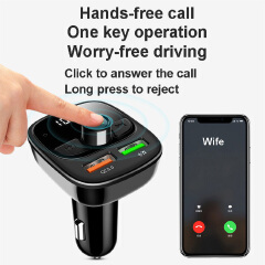 Car FM Transmitter QC3.0 Quick Charger Bluetooth 5.0 Handsfree Car Kit MP3 Music Player Adapter Dual USB Support TF Card