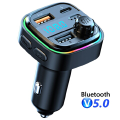 FM Transmitter U Disk Car MP3 Player USB C 3.1A Fast Charging Car Charger Wireless Handsfree Bluetooth-compatible 5.0 Car Kit