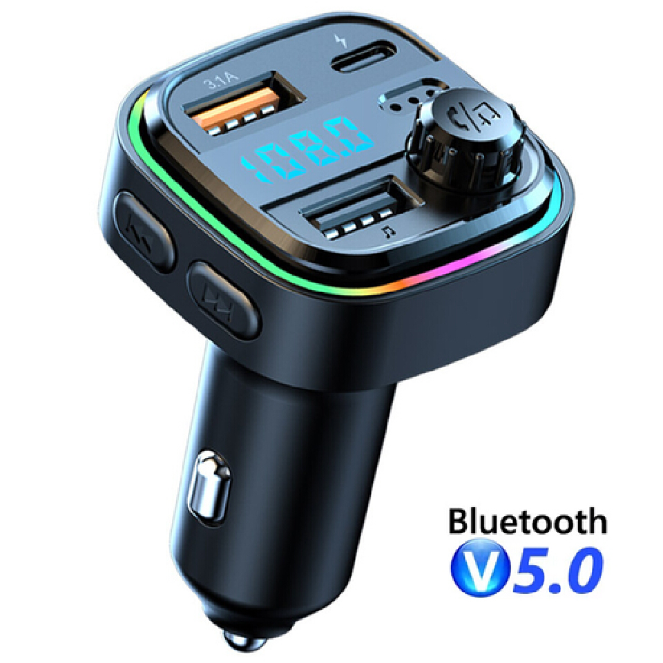 FM Transmitter U Disk Car MP3 Player USB C 3.1A Fast Charging Car Charger Wireless Handsfree Bluetooth-compatible 5.0 Car Kit