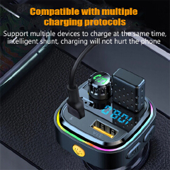 FM Transmitter U Disk Car MP3 Player USB C 3.1A Fast Charging Car Charger Wireless Handsfree Bluetooth-compatible 5.0 Car Kit