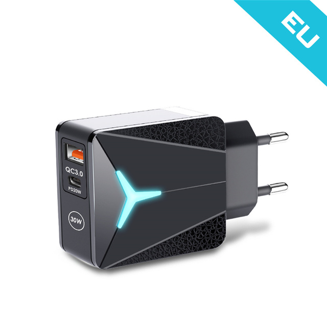 PD 30W USB C Charger Quick Charger3.0 Fast Charge charger For iPhone12 13Pro Samsung Huawei Xiaomi Mobile Phone Chargers Adapter