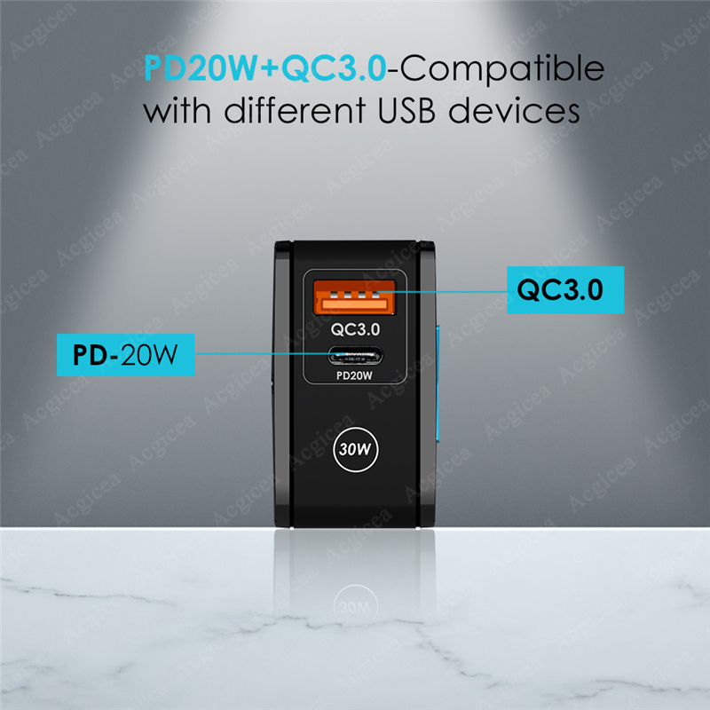 PD 30W USB C Charger Quick Charger3.0 Fast Charge charger For iPhone12 13Pro Samsung Huawei Xiaomi Mobile Phone Chargers Adapter
