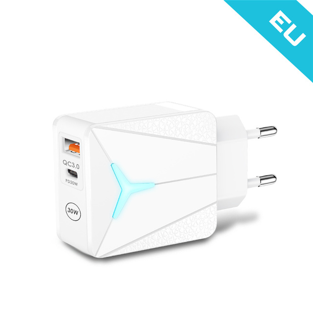 PD 30W USB C Charger Quick Charger3.0 Fast Charge charger For iPhone12 13Pro Samsung Huawei Xiaomi Mobile Phone Chargers Adapter