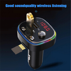 Car Cigarette Lighter FM Transmitter Audio Player Bluetooth-compatible 5.0 Colorful Lights MP3 Player 2 USB 5V 3.1A Fast Charger