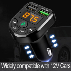 Bluetooth-compatible 5.0 FM Transmitter Car Kit MP3 Modulator Player Wireless Handsfree Audio Receiver Dual USB Fast Charger