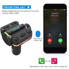 Car Bluetooth 5.0 FM Transmitter Wireless Handsfree Audio Receiver Auto MP3 Player 2.1A Dual USB Fast Charger Car Accessories