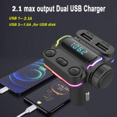Car Bluetooth 5.0 FM Transmitter Wireless Handsfree Audio Receiver Auto MP3 Player 2.1A Dual USB Fast Charger Car Accessories