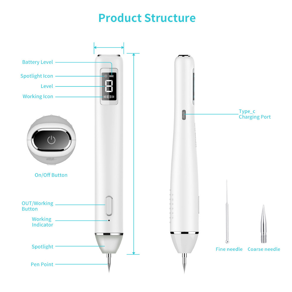 Plasma Pen LCD Fibroblast Laser Pen machine Mole Tattoo Remover Machine Skin Tag Removal Spot Cleaner Plasma