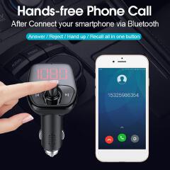 Bluetooth-compatible Player Handsfree Support U Disk TF Card Black Large Screen Display AUX MP3 Charger FM Modulator for Car