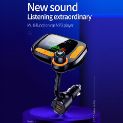 Bluetooth 5.0 Handsfree FM Transmitter Modulator Car Kit 1.77" Color Screen MP3 Player Adapter Dual USB Quick Charger