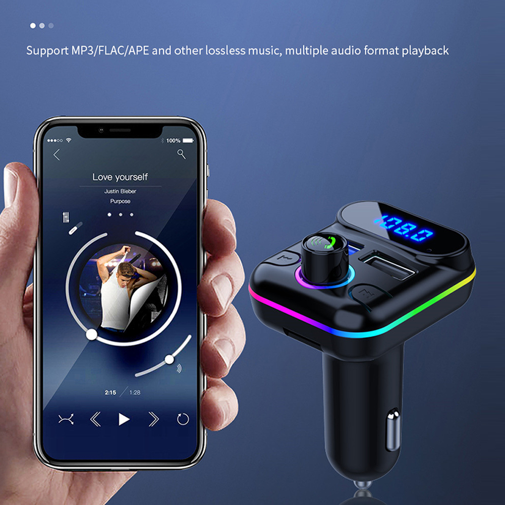 Car Bluetooth-compatible 5.0 USB 4.2A Fast Car Charger MP3 FM Transmitter Player U Disk Call Support Hands-free Transmitters