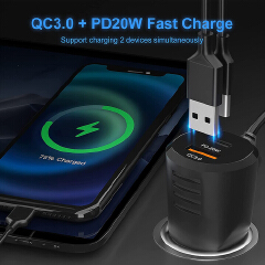 Bluetooth 5.0 FM Transmitter Modulator RGB Light Wireless Car MP3 Player with TF Slot USB Music Play PD 20W QC3.0 Fast Charger