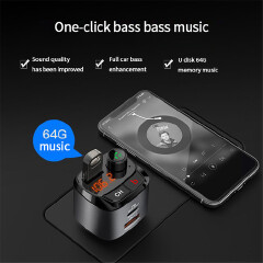 QC 3.0 Dual USB Charger Car Bluetooth 5.0 Fm Transmitter MP3 Player Car Kit TF Card Car Quick Charge Adapter Handsfree Calling