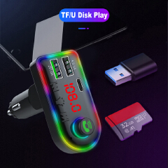 FM Transmitter Bluetooth 5.0 Handsfree Car Kit Stereo Audio MP3 Player With 3.1A PD Fast Charger Wireless FM Modulator 7-color