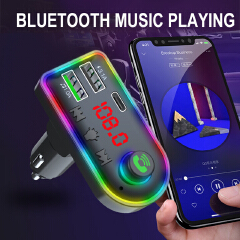 FM Transmitter Bluetooth 5.0 Handsfree Car Kit Stereo Audio MP3 Player With 3.1A PD Fast Charger Wireless FM Modulator 7-color