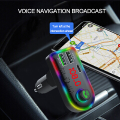 FM Transmitter Bluetooth 5.0 Handsfree Car Kit Stereo Audio MP3 Player With 3.1A PD Fast Charger Wireless FM Modulator 7-color