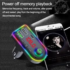FM Transmitter Bluetooth 5.0 Handsfree Car Kit Stereo Audio MP3 Player With 3.1A PD Fast Charger Wireless FM Modulator 7-color