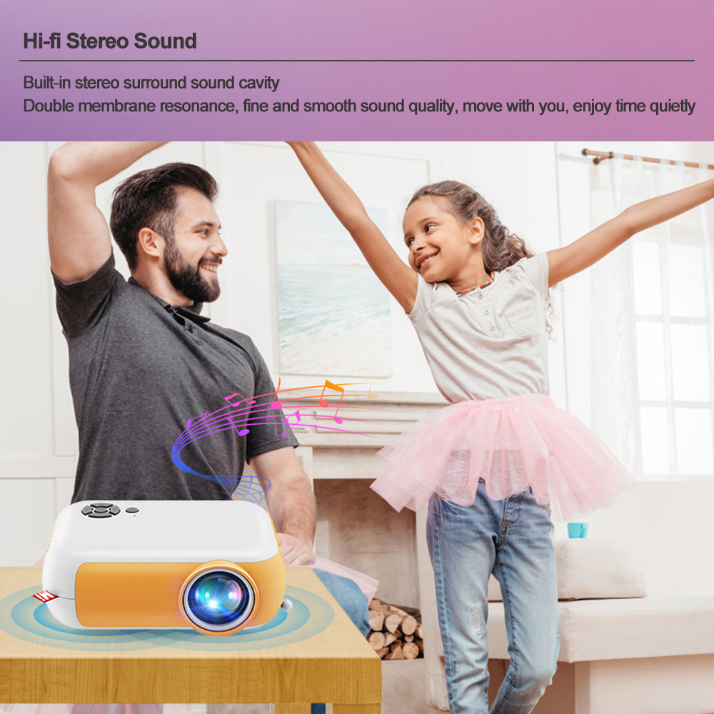 LED Mini Projector 480x360P Support 1080P Full HD HDMI-Compatible USB Video Audio Portable Home Media Video Player