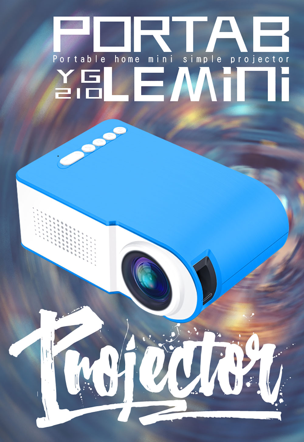 YG210 LED Mini Portable 600 Lumen 3.5mm Audio Support 1080p HD Playback HDMI-compatible USB Projector Home Media Player