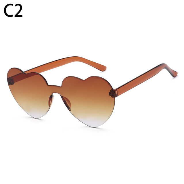 Trendy Rimless Heart Sunglasses Women UV Protection Sun Glasses Transparent Candy Color Eyewear Party Favor
