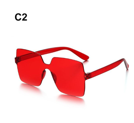 Fashion Rectangle Rimless Sunglasses Square Vintage Glasses Unisex Retro Frame Candy Color Eyewear Streetwear Accessories