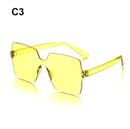 Fashion Rectangle Rimless Sunglasses Square Vintage Glasses Unisex Retro Frame Candy Color Eyewear Streetwear Accessories