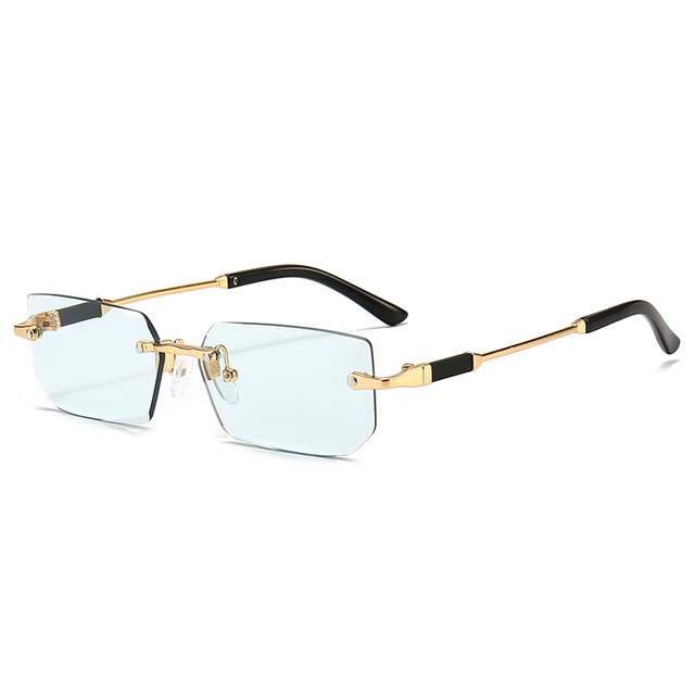 Rectangular Rimless Sunglasses,Fashion Polarized Sun Glasses,Summer Women Decorative Eyewear,Shopping, Drive to Wear