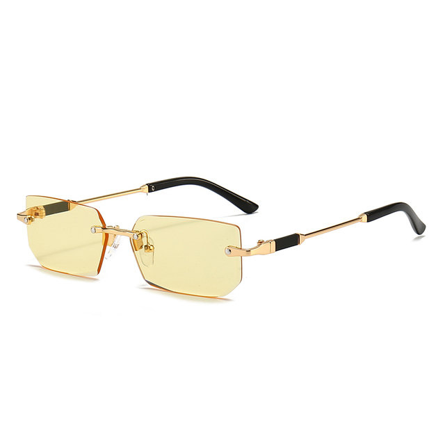 Rectangular Rimless Sunglasses,Fashion Polarized Sun Glasses,Summer Women Decorative Eyewear,Shopping, Drive to Wear