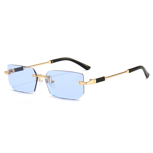 Rectangular Rimless Sunglasses,Fashion Polarized Sun Glasses,Summer Women Decorative Eyewear,Shopping, Drive to Wear