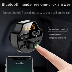 Bluetooth-compatible 5.0 FM Transmitter Car Kit MP3 Modulator Player Wireless Handsfree Audio Receiver Dual USB Fast Charger