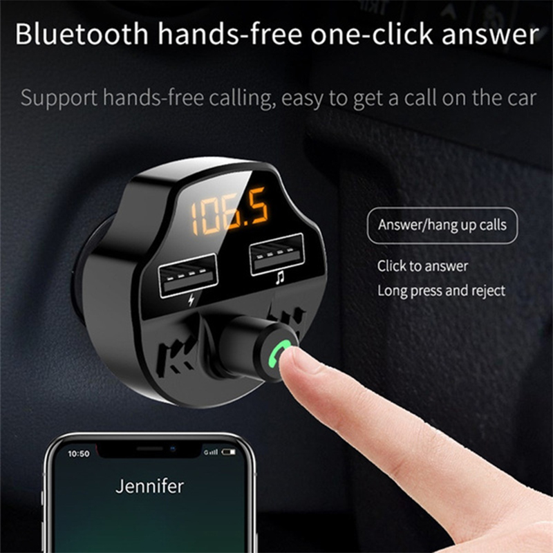 Bluetooth-compatible 5.0 FM Transmitter Car Kit MP3 Modulator Player Wireless Handsfree Audio Receiver Dual USB Fast Charger