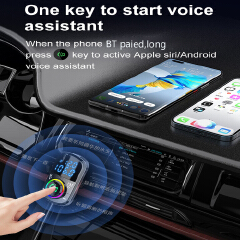Car FM Transmitter Car Charger Bluetooth 5.0 QC 3.0 Fast Charge PD Car Charger MP3 Music Player Ambient Light TF Card