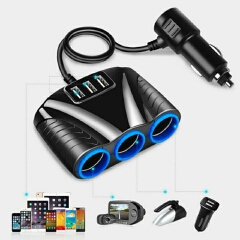 3 Way 12V 24V Multi Socket Car Cigarette Lighter Splitter USB Charger Adapter
