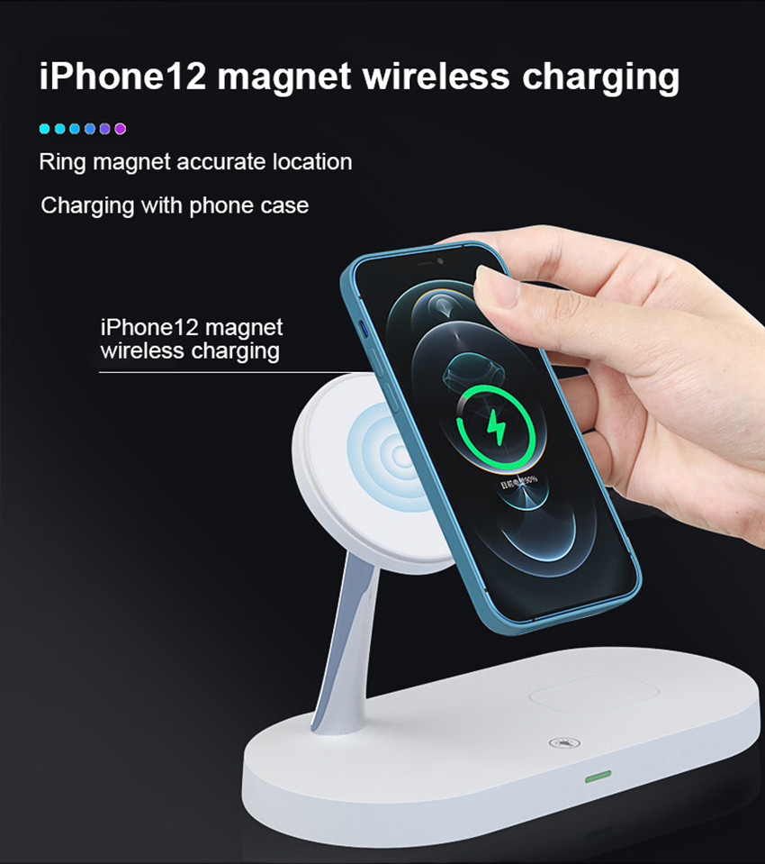 30W Magnetic Wireless Charger For iPhone 13 12 Pro Max for Apple Watch 7 6 Airpods Phone Holder 3 in 1 QI Fast Charging Station