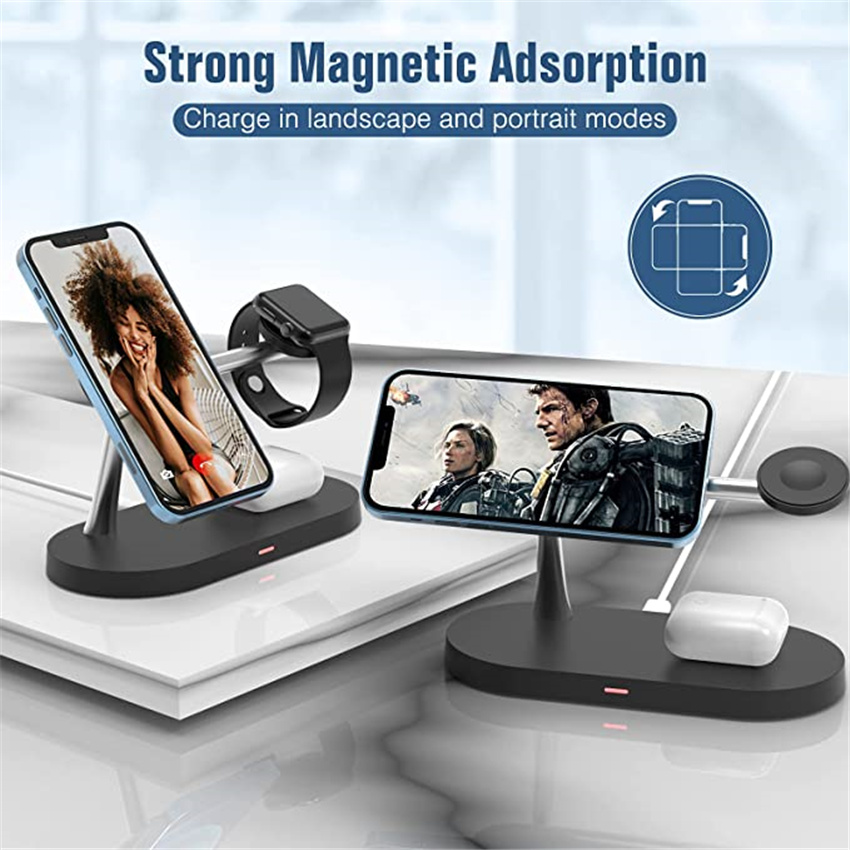 30W Magnetic Wireless Charger For iPhone 13 12 Pro Max for Apple Watch 7 6 Airpods Phone Holder 3 in 1 QI Fast Charging Station