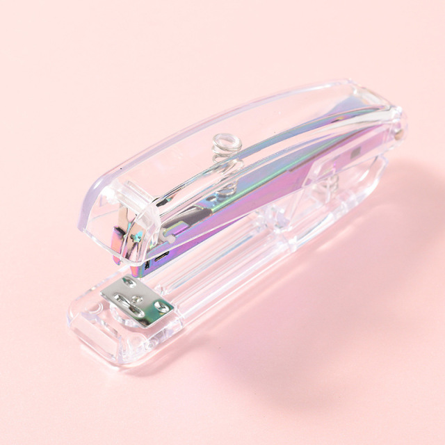 Transparent Rose Gold Office Supplies Color Scissors Colorful Stapler Punch Nail Art Scrub