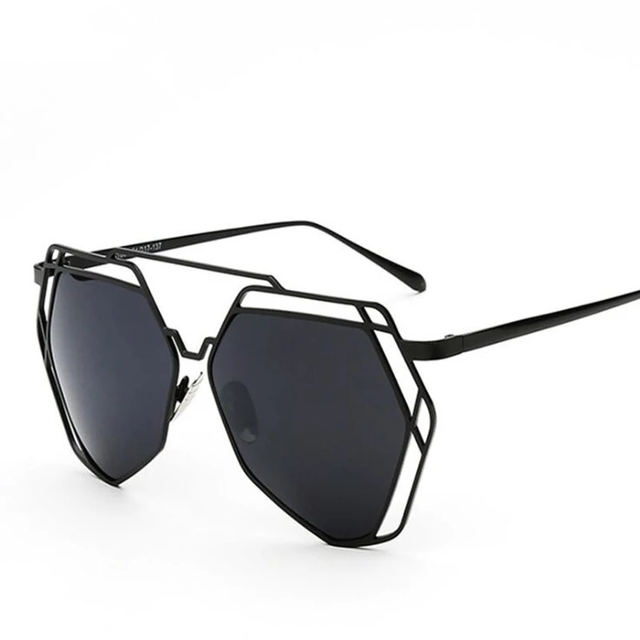 Sunglasses Women Brand Designer Big Frame Polygon Anti-Reflective Lens Sunglasses Men Vintage Sun Glasses Hexagon Metal Frame