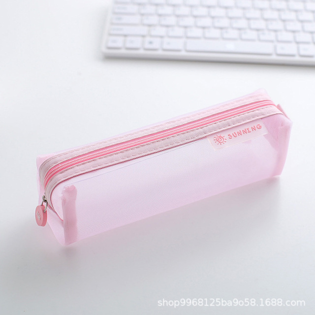 Transparent Stationery Pencil Bag Student Examination Dedicated Nylon Mesh Pen Case Unisex Large Capacity Pouch School Supplies