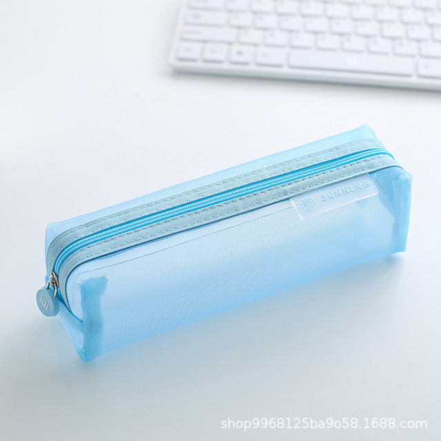 Transparent Stationery Pencil Bag Student Examination Dedicated Nylon Mesh Pen Case Unisex Large Capacity Pouch School Supplies