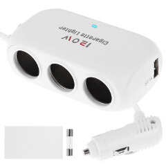 New 3 Socket Cigarette Lighter Splitter 120W 12V 24V Car Cigarette Lighter Dual USB LED Car Fast Charger Car Charger Adapter