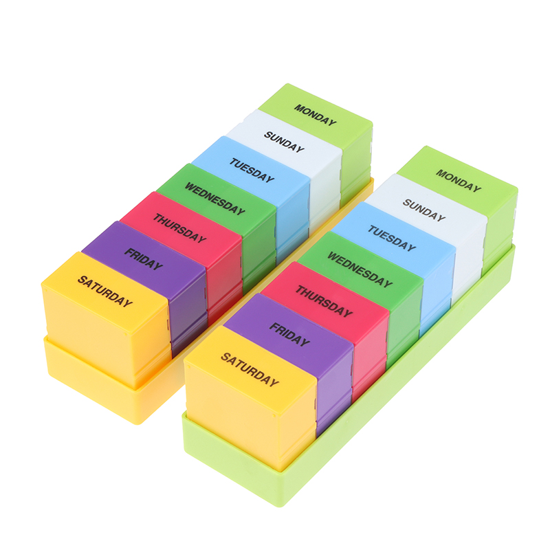 1PC 7 Day Medicine Pill's Box Weekly Pillbox Case Plastic Square Pills Box Organizer Week Tablets Medicine Storage Medical Travel