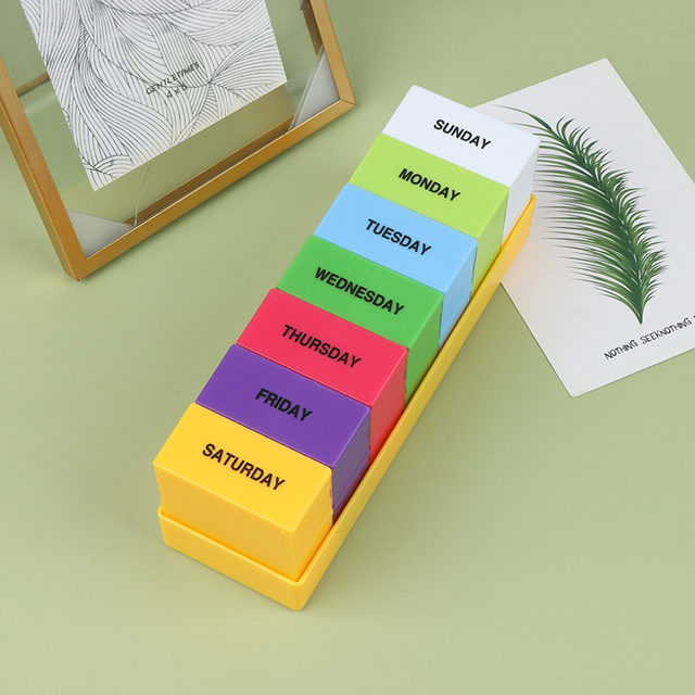 1PC 7 Day Medicine Pill's Box Weekly Pillbox Case Plastic Square Pills Box Organizer Week Tablets Medicine Storage Medical Travel