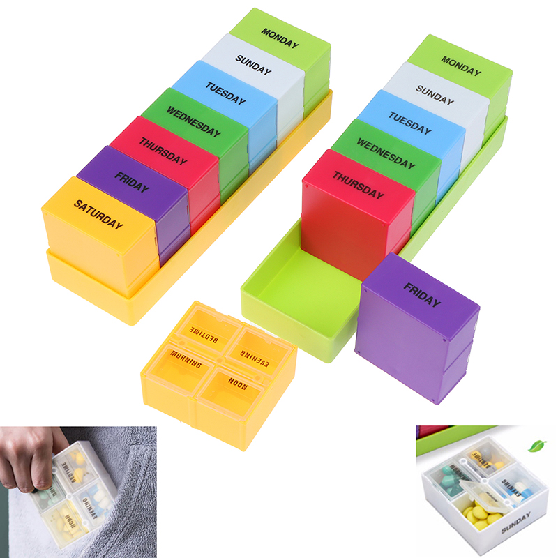 1PC 7 Day Medicine Pill's Box Weekly Pillbox Case Plastic Square Pills Box Organizer Week Tablets Medicine Storage Medical Travel