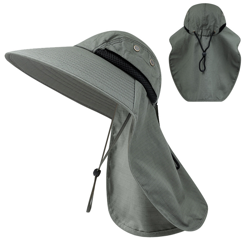 Sun Hat Men Women Bucket Hat with Neck Flap Outdoor UV Protection Large Wide Brim Hiking Fishing Mesh Breathable Cap