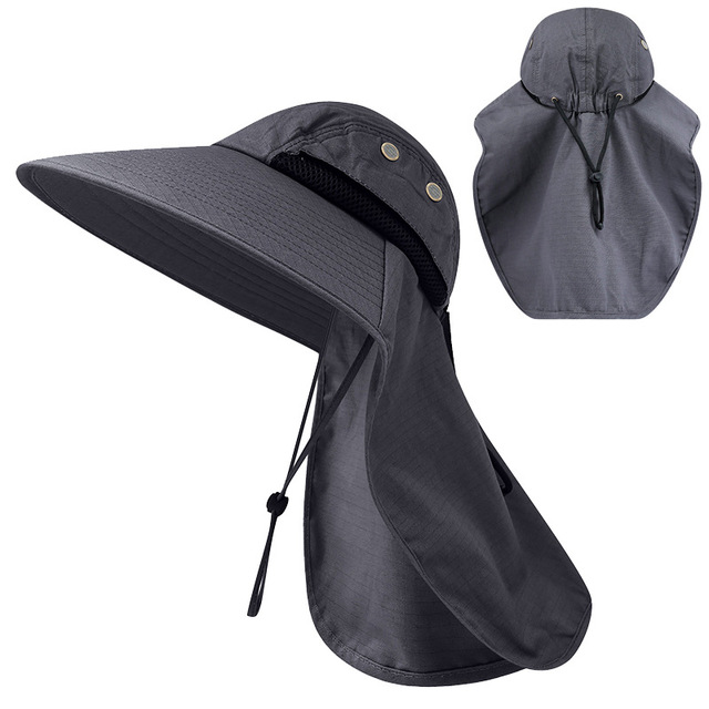 Sun Hat Men Women Bucket Hat with Neck Flap Outdoor UV Protection Large Wide Brim Hiking Fishing Mesh Breathable Cap