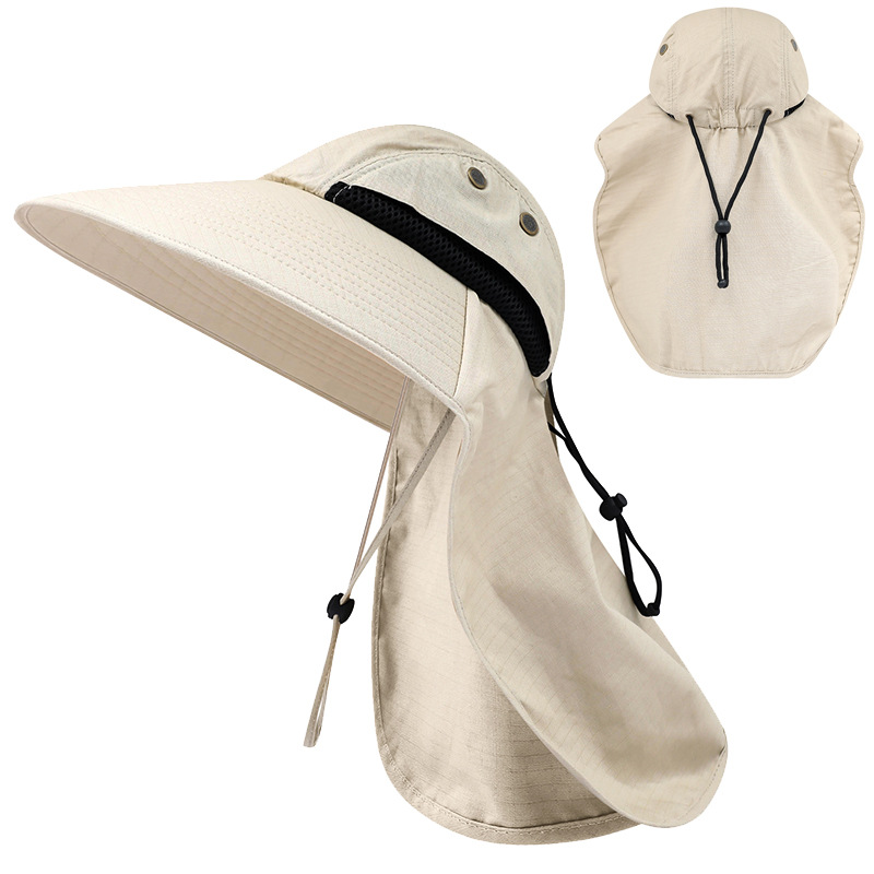 Sun Hat Men Women Bucket Hat with Neck Flap Outdoor UV Protection Large Wide Brim Hiking Fishing Mesh Breathable Cap